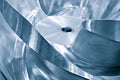 Steel blades of turbine propeller. Close-up view. Selected focus on foreground. Industrial concept Royalty Free Stock Photo