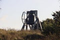 Steel bourdon clock as a large bell at the memorial site Waalsdorpervlakte near The Hague where members of the resistance were