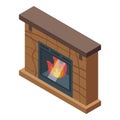 Steel brick furnace icon isometric vector. Fire house Royalty Free Stock Photo