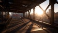 Steel bridge at dusk, a modern man made structure for transportation generated by AI Royalty Free Stock Photo