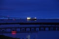 Steel Bridge over the Columbia River at Night in Astoria, Oregon / Washington Royalty Free Stock Photo