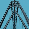 Steel bridge structure viewed from below, showcasing a series of triangular and Royalty Free Stock Photo