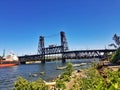 steel bridge on a sunny summer day