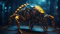 Steel bug cyborg from complex mechanisms modern nanotechnology concept