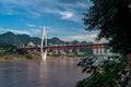 Steel DongShuiMen bridge in Chongqing town Royalty Free Stock Photo