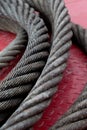 Steel cable at a shipyard in close up. Royalty Free Stock Photo