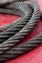 Steel cable at a shipyard in close up. Royalty Free Stock Photo
