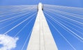 Steel cables of Swietokrzyski bridge over the Vistula river in Warsaw