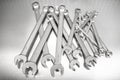 Steel car wrenches on the table Royalty Free Stock Photo