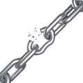 Steel chain breaking isolated Royalty Free Stock Photo