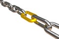 Steel chain with golden link