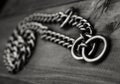 Steel chain over Vintage black background Royalty Free Stock Photo