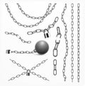 Steel Chain Realistic Set Royalty Free Stock Photo