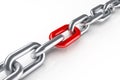 Steel chain with red link