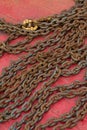 Steel chain at a shipyard in close up. Royalty Free Stock Photo