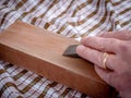 Wood carving chisel demonstration sharpen Royalty Free Stock Photo