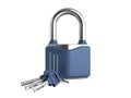 Steel clasic lock with keys 3d render on white no shadow