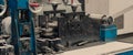 Steel cog gear set of metal sheet bending machine in metalwork factory Royalty Free Stock Photo
