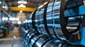 Steel coils in industrial warehouse ready for production Royalty Free Stock Photo