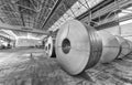 Steel coils inside a factory Royalty Free Stock Photo