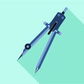 Steel compass tool icon, flat style