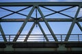 Steel construction as a railway bridge in Germany with riveted steel girders Royalty Free Stock Photo