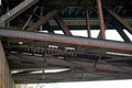 Steel construction as a railway bridge in Germany with riveted steel girders Royalty Free Stock Photo