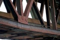 Steel construction as a railway bridge in Germany with riveted steel girders Royalty Free Stock Photo