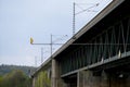 Steel construction as a railway bridge in Germany with riveted steel girders Royalty Free Stock Photo