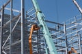 Steel construction of an industrial building under construction