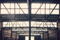 Steel construction interior barn Royalty Free Stock Photo