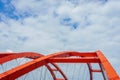 The steel construction of the red bridge Royalty Free Stock Photo