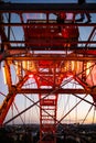 steel construction of red historic ferris wheel Wienner Riesenrad in Prater theme park Vienna, Austria Royalty Free Stock Photo