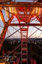 steel construction of red historic ferris wheel Wienner Riesenrad in Prater theme park Vienna, Austria Royalty Free Stock Photo