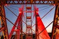 steel construction of red historic ferris wheel Wienner Riesenrad in Prater theme park Vienna, Austria Royalty Free Stock Photo