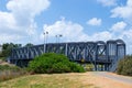 Steel construction from under the bridge Royalty Free Stock Photo