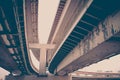 Steel construction from under the bridge Royalty Free Stock Photo