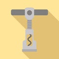 Steel corkscrew icon, flat style