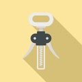 Steel corkscrew icon, flat style