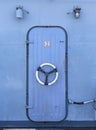 Steel door in the battleship Royalty Free Stock Photo