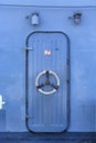 Steel door in the battleship Royalty Free Stock Photo