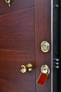 Steel door lock system Royalty Free Stock Photo