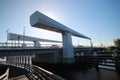 Steel drawbridge over river Hollandsche IJssel named gouderaksebrug to connect Krimpenerwaard with city of Gouda in the Netherland