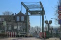 steel drawbridge over the Vliet at the sluices of Leidschendam