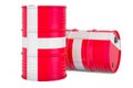 Steel drum, barrel with Danish flag, 3D rendering