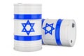 Steel drum, barrel with Israeli flag, 3D rendering