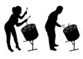 Steel Drum Players Silhouettes Royalty Free Stock Photo