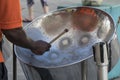 Steel drummer playing the instrument Royalty Free Stock Photo