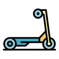 Steel electric scooter icon color outline vector