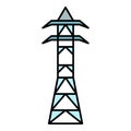 Steel electric tower icon color outline vector